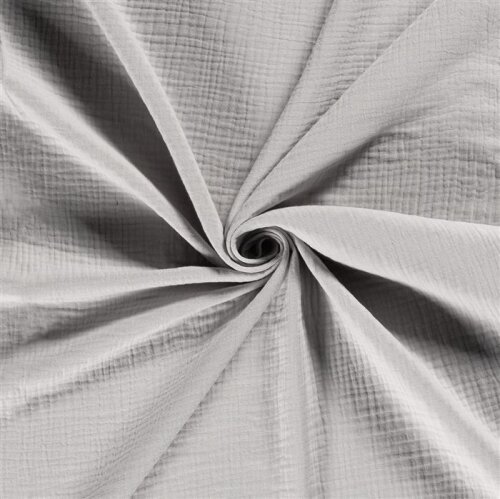 Winter - Dreilagiger Musselin Uni - satin grau