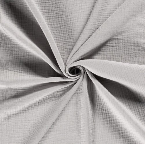 Winter - Dreilagiger Musselin Uni - satin grau