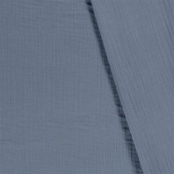 Hiver - Mousseline de coton à trois couches - bleu denim