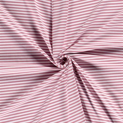 Jersey de coton rayures porte-bonheur - rose antique