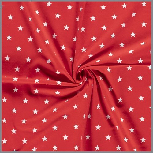 Cotton jersey lucky stars - red