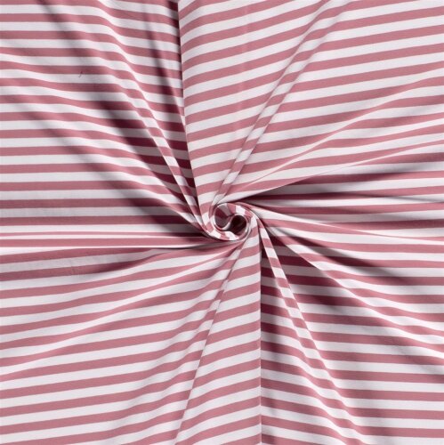 Baumwolljersey Streifen 10mm - altpink/weiss