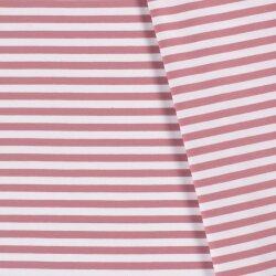 Baumwolljersey Streifen 10mm - altpink/weiss