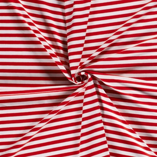 Baumwolljersey Streifen 10mm - rot/weiss