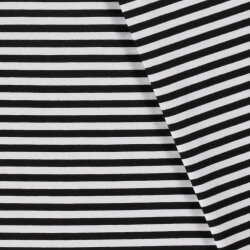 Baumwolljersey Streifen 10mm - schwarz/weiss
