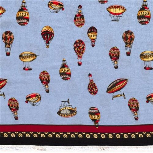 Crepe chiffon hot air balloons light blue