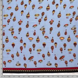 Crepe chiffon hot air balloons light blue