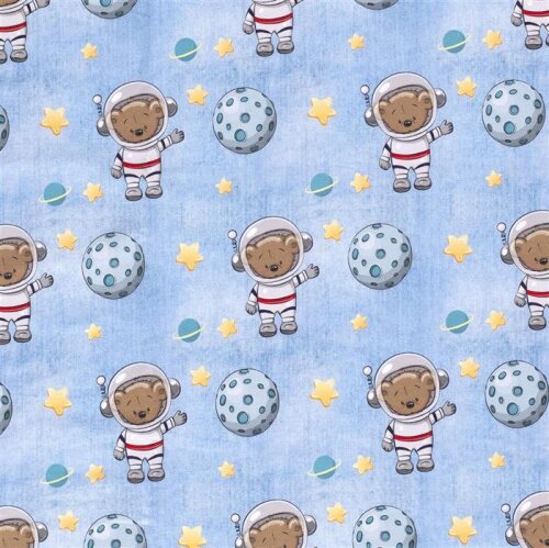 French Terry Space Bear Azzurro