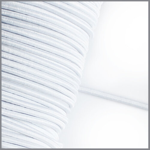 5 Meter -  Gummikordel - weiß - 3 mm
