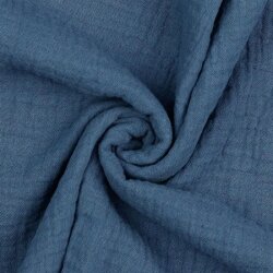 Mousseline Uni *Gerda* BIO-Organic - jeansblauw