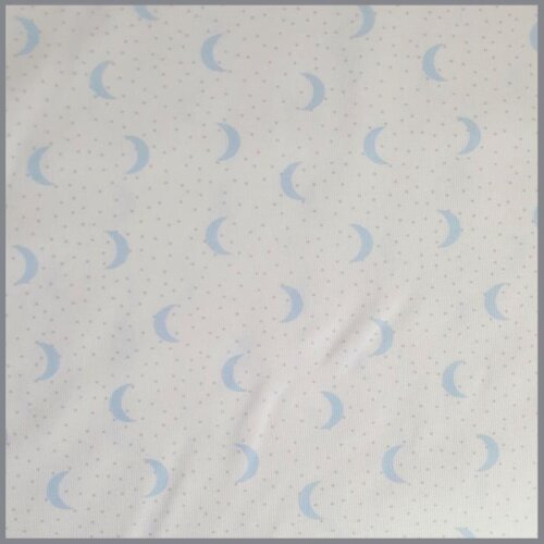 Baumwollstoff Piqué Mond und Sterne weiss-blau