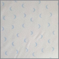 Baumwollstoff Piqué Mond und Sterne weiss-blau