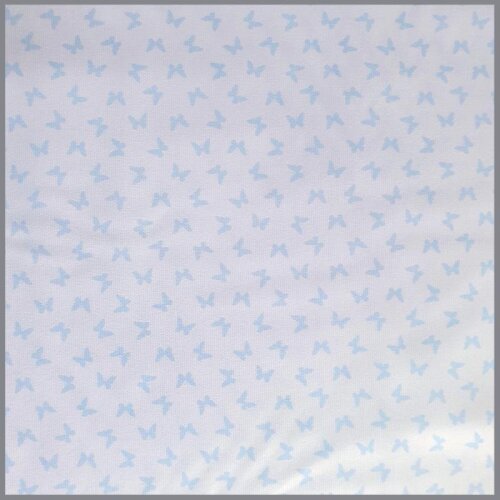 Baumwollstoff Piqué Mini Schmetterlinge weiss-blau