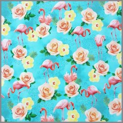 Cotton Jersey Digital Flamingo - turquoise