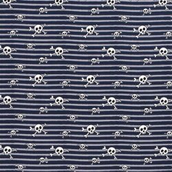 Cotton jersey pirate skull with stripes midnight blue