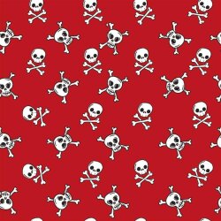 Cotton jersey Maritim skulls red