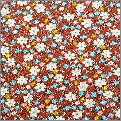Cotton jersey flowers rust red