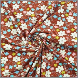 Cotton jersey flowers rust red