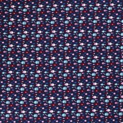 Popeline di cotone Maritime Colorful Fish blu denim scuro