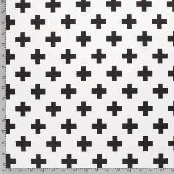 Tissu de décoration croix noires blanc
