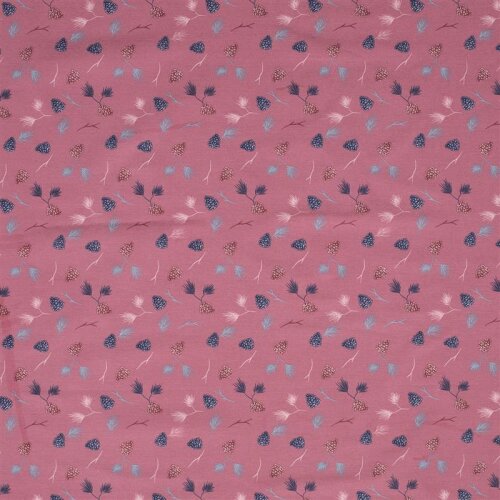 Interieurstoff Blätter und Zapfen antik pink