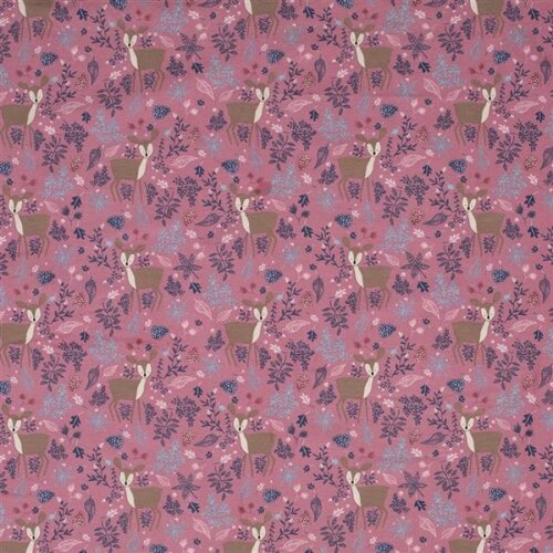 Interieurstoff Rehe im Wald antik pink