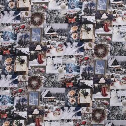 Interieurstoff Winter Kollage - weiss