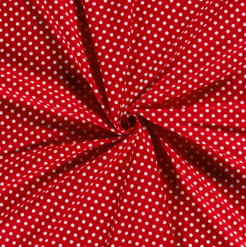 Popeline di cotone a pois 9 mm - rosso