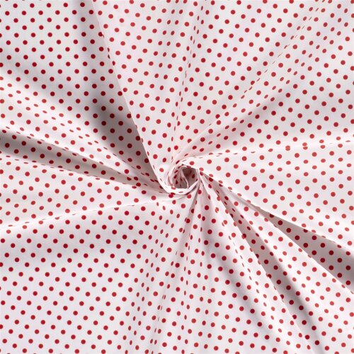 Cotton poplin dots 9mm - white/red