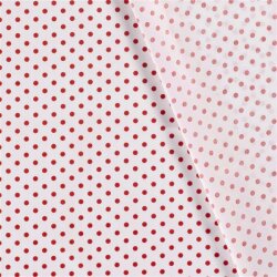 Bavlněné popelínové puntíky 9 mm - bílá/červená