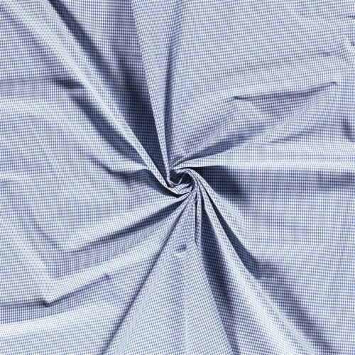 Popeline di cotone tinto in filo a quadri Vichy 2 mm - blu jean