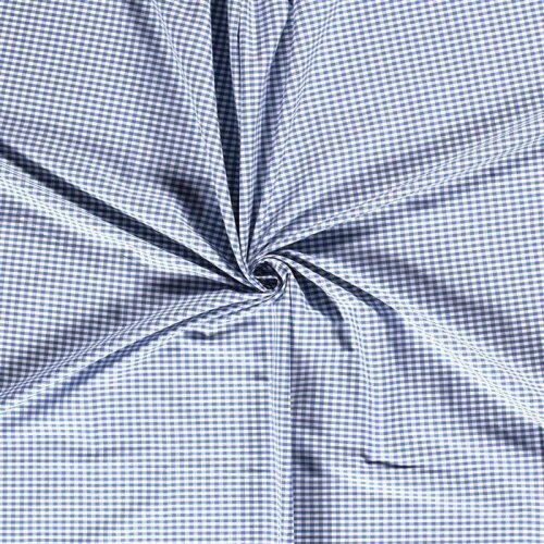 Popeline di cotone tinto in filo a quadri Vichy 5 mm - blu jean