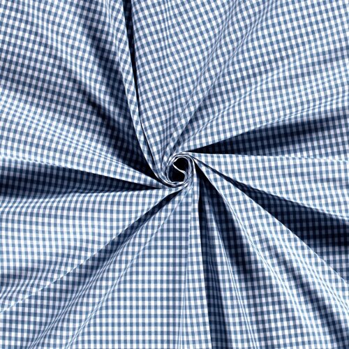 Cotton poplin yarn dyed Vichy check 5mm - jean blue
