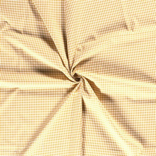Popeline di cotone tinto in filo a quadri Vichy 5 mm - giallo sabbia