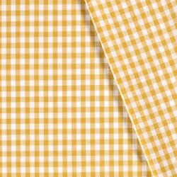 Popeline de coton teinte en fil - Carreau Vichy 10mm jaune sable