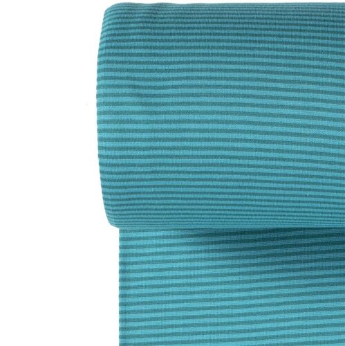 Feinstrickbündchen Streifen - türkis/grün