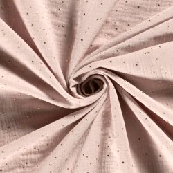 Muslin scattered gold polka dots – light pink