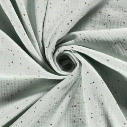 Mussola macchie doro sparse – menta infernale