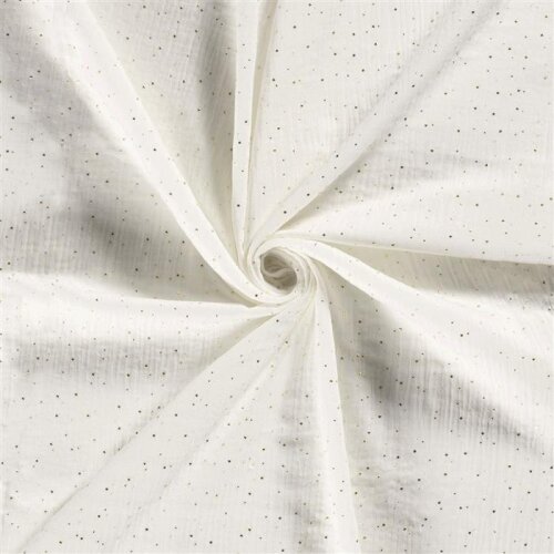 Muslin scattered gold polka dots – cream