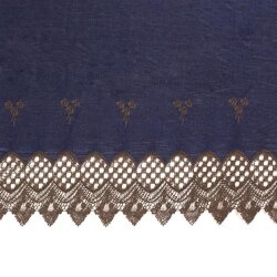 Jeansstoff mit Blumenstickerei - taupebraun