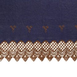 Jeansstoff mit Blumenstickerei - rost
