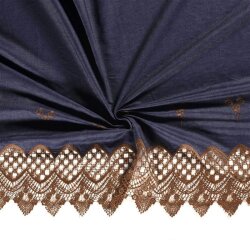 Jeansstoff mit Blumenstickerei - rost