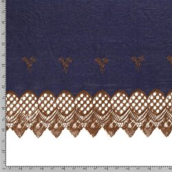 Jeansstoff mit Blumenstickerei - rost