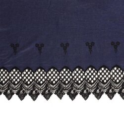 Jeansstoff mit Blumenstickerei - schwarz
