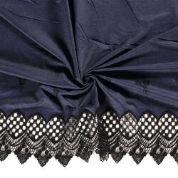 Jeansstoff mit Blumenstickerei - schwarz