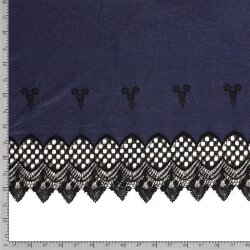 Jeansstoff mit Blumenstickerei - schwarz