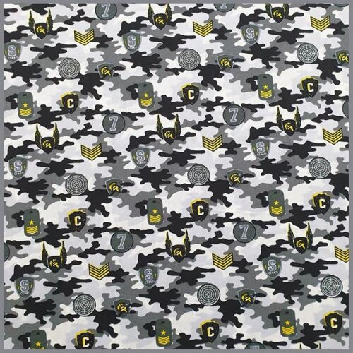 Cotton poplin camouflage coat of arms grey