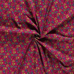 Cotton Poplin Silly Colorful Skulls pink