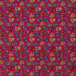 Cotton Poplin Silly Colorful Skulls pink