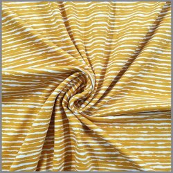 Jersey de coton peint rayures jaune moutarde